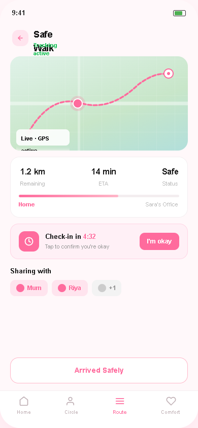 SafMeh — Safe Walk feature
